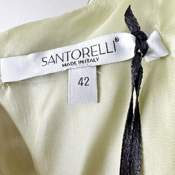 Santorelli Nadia Lime Lily Pad Print Chiffon Knee Length Dress Women’s Size 40 - Picture 11 of 16